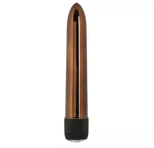 Бронзовый классический вибратор с кристаллом PRECIOUS GEMS - 17 см.