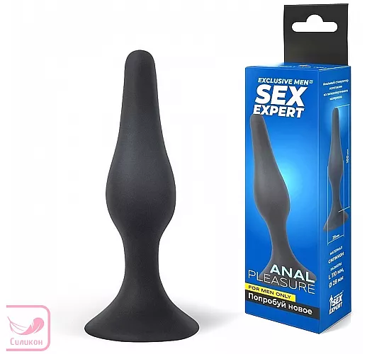 Чёрная анальная пробка Sex Expert из силикона - 9,5 см. Чёрная анальная пробка Sex Expert из силикона - 9,5 см.