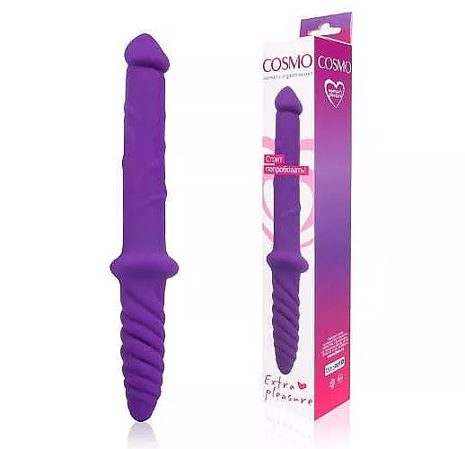Двусторонний фиолетовый фаллоимитатор Cosmo - 23 см.