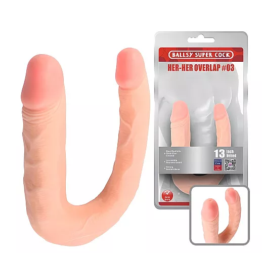 Двухсторонний фаллоимитатор Chisa "Her-Her Overlap # 03" телесного цвета - 33 см.