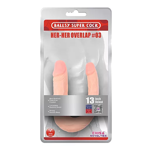 Двухсторонний фаллоимитатор Chisa "Her-Her Overlap # 03" телесного цвета - 33 см.