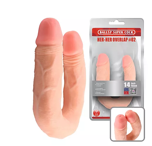 Двухсторонний фаллоимитатор Chisa "Her-Her Overlap # 02" телесного цвета - 36 см.