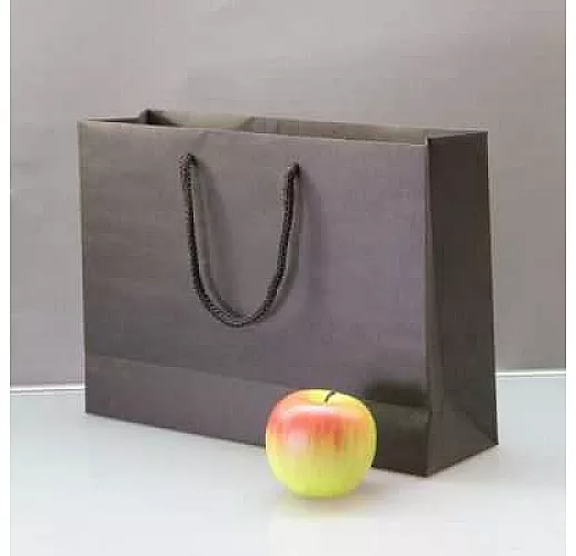 Чёрный бумажный пакет для покупок - 35 х 25 х 10 см.