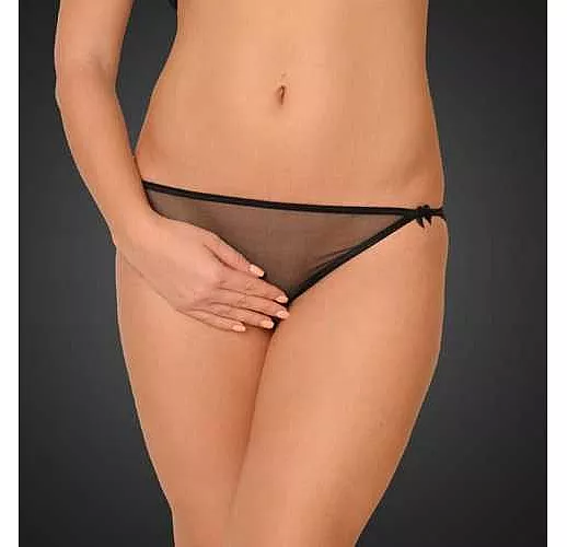 Женские полупрозрачные трусики-слипы с доступом S черный