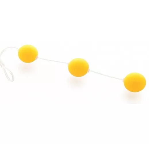 Анальная цепочка из 3 желтых шариков