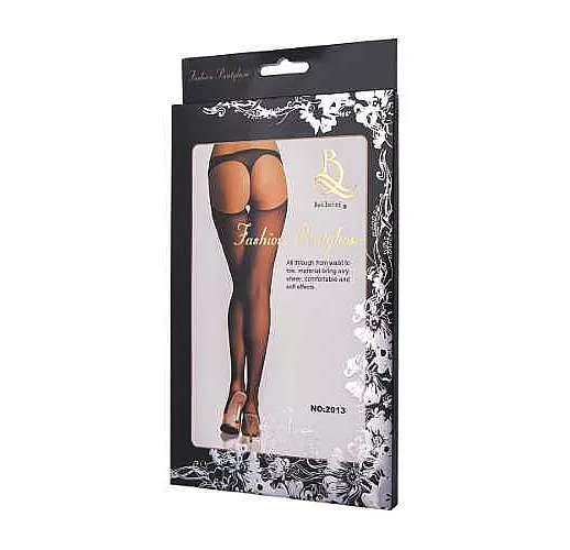 Колготки-сетка с вырезами на ягодицах S-M-L черный