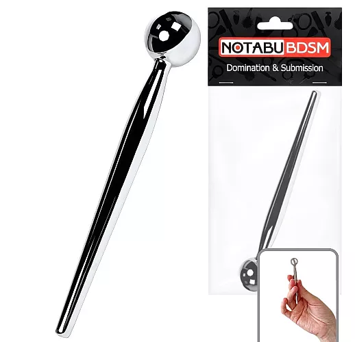 Металлический уретральный катетер Notabu "Probe" с шариком - 9,5 см., ⌀ 0.8 см.