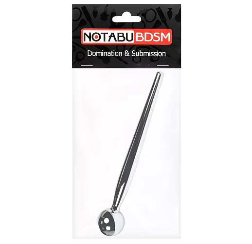 Металлический уретральный катетер Notabu "Probe" с шариком - 9,5 см., ⌀ 0.8 см.