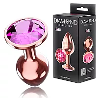 Большая анальная пробка Diamond "Quartz Shine 'L" «Розовое Золото» со стразом - 8,3 см. ⌀ 3,3 см.
