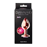 Большая анальная пробка Diamond "Quartz Shine 'L" «Розовое Золото» со стразом - 8,3 см. ⌀ 3,3 см.