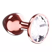 Большая анальная пробка Diamond "Moonstone Shine 'L" «Розовое Золото» со стразом - 8,3 см. ⌀ 3,3 см.