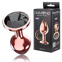 Большая анальная пробка Diamond "Jet Shine 'L" «Розовое Золото» со стразом - 8,3 см. ⌀ 3,3 см.
