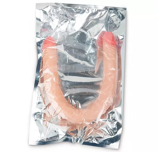 Телесный двусторонний фаллоимитатор - 48,5 см.