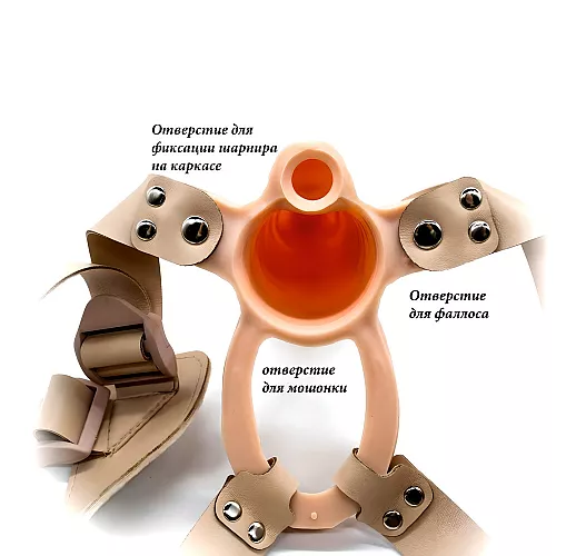 Каркасный фаллопротез "Men Style" с бандажом и съемным анальным стимулятором-фиксатором - 17,5 см.