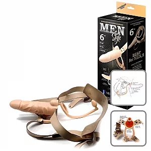 Каркасный фаллопротез "Men Style" с бандажом и съемным анальным стимулятором-фиксатором - 17,5 см.