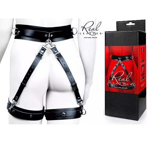 Гартеры Notabu "Real Leather" из натуральной кожи XS/S/M 60-75 см.