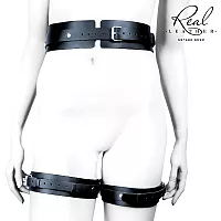 Гартеры Notabu "Real Leather" из натуральной кожи XS/S/M 60-75 см.