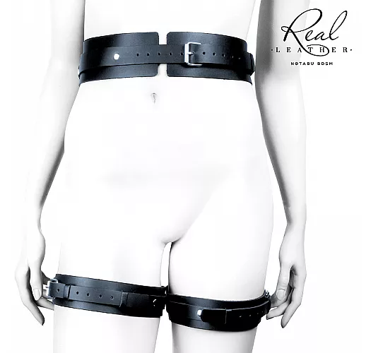 Гартеры Notabu "Real Leather" из натуральной кожи XS/S/M 60-75 см.