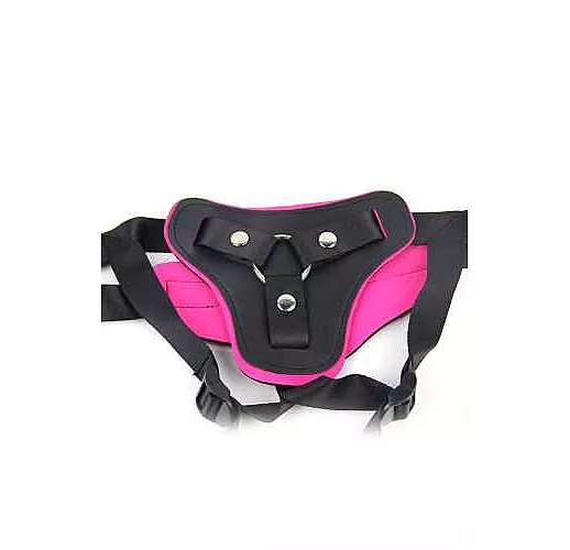 Розовый страпон на поясе с кольцом Romfun - 12 см.