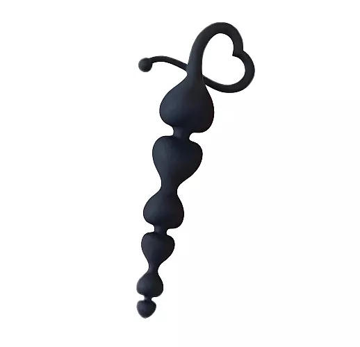 Чёрная силиконовая анальная цепочка Begginers Beads для анальной стимуляции - 18 см.