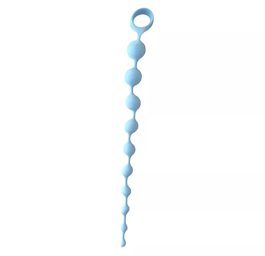 Длинная силиконовая анальная цепочка Long Pleasure Aqua для глубокой анальной стимуляции - 35 см.