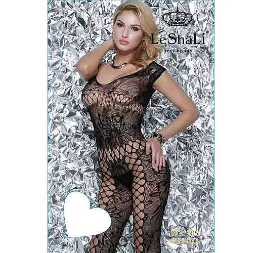 Ажурный облегающий комбинезон S-M-L черный