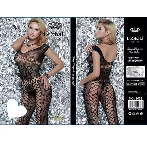 Ажурный облегающий комбинезон S-M-L черный