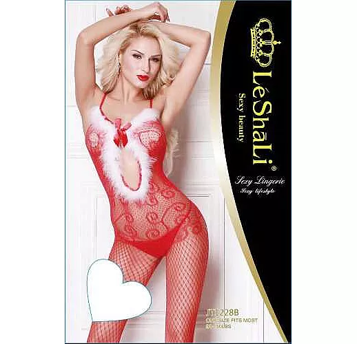 Ажурный кэтсьюит с отделанным перышками марабу лифом S-M-L красный с белым