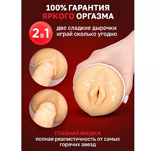 Двухсторонний мастурбатор — копия вагины и попки F.N. "Lola Taylor" с внутренним рельефом