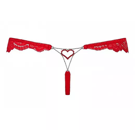 Ажурные трусики-стринги с украшением в форме сердца на задней части S-M красный