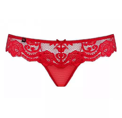 Ажурные трусики-стринги с украшением в форме сердца на задней части L-XL красный
