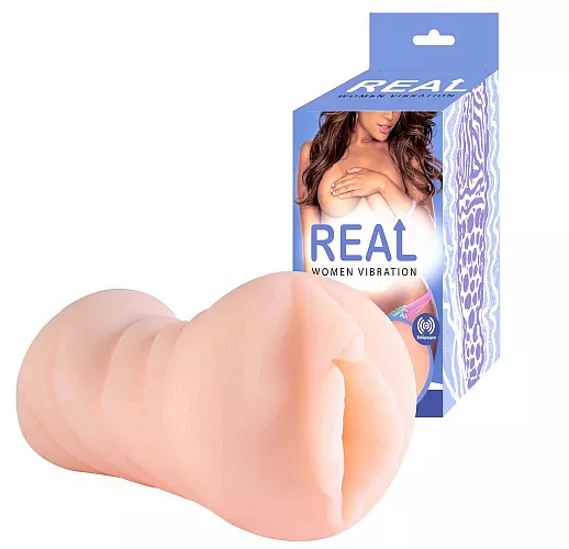 Нежный мастурбатор-киска Real "Women Vibe" с вибрацией, внутренним рельефом и съемной вибропулей