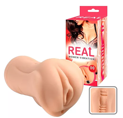 Мастурбатор-вагина Real "Women Vibe" с вибрацией, рельефным тоннелем и съемной вибропулей