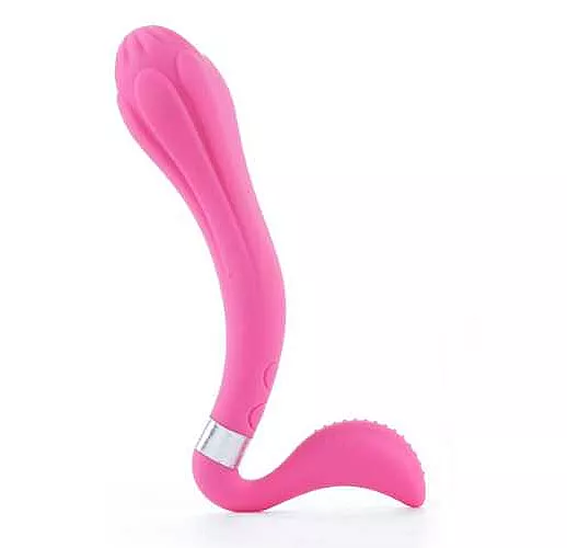 Розовый изогнутый вибромассажёр THE LADY JADORE - 19 см.