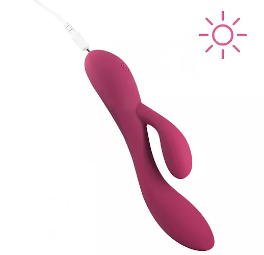 Фиолетовый вибратор-кролик Sunset "Rio" 10 режимов вибрации, Х2 стимуляция, IPX7, USB - 20 см.