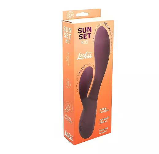 Фиолетовый вибратор-кролик Sunset "Rio" 10 режимов вибрации, Х2 стимуляция, IPX7, USB - 20 см.