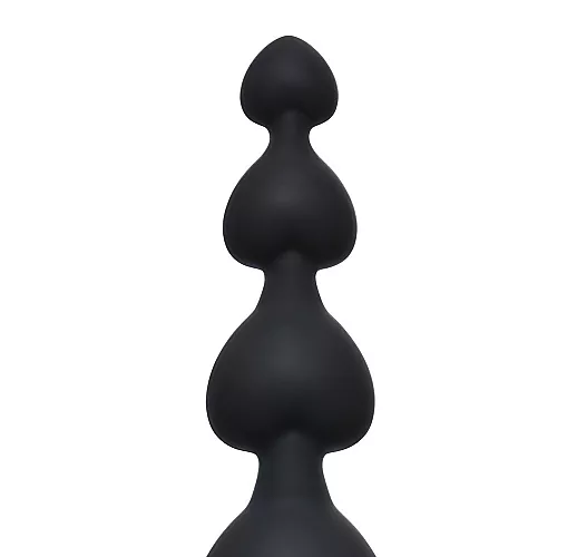 Чёрная силиконовая анальная цепочка Heart's Beads Black для анальной стимуляции - 18 см.