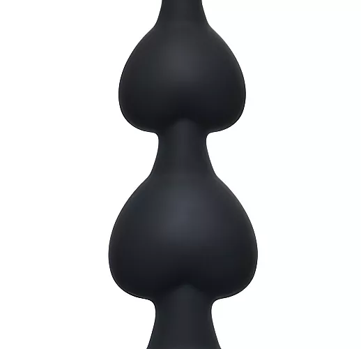 Чёрная силиконовая анальная цепочка Heart's Beads Black для анальной стимуляции - 18 см.