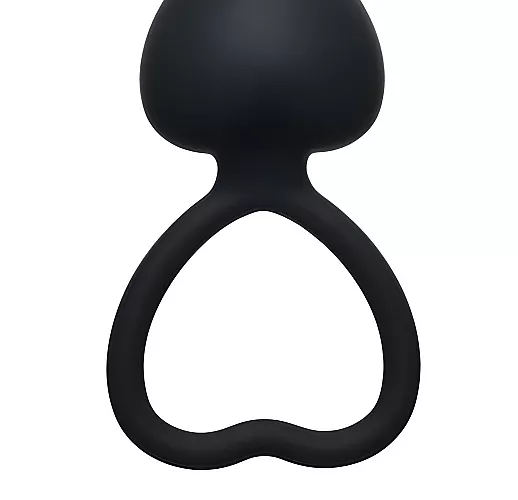 Чёрная силиконовая анальная цепочка Heart's Beads Black для анальной стимуляции - 18 см.