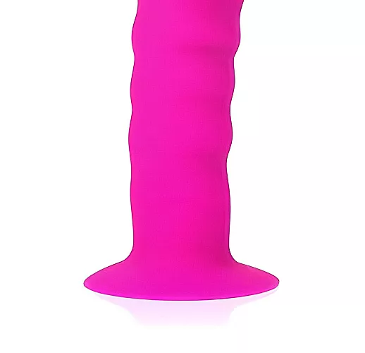 Розовый фаллоимитатор Cosmo из силикона с ребристой поверхностью и специальной G-головкой  - 14 см.