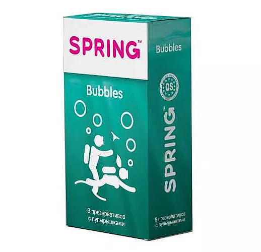 Презервативы SPRING BUBBLES с пупырышками - 9 шт.