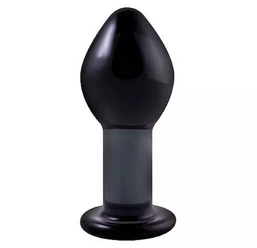 Большая темно-серая стеклянная анальная пробка CRYSTAL PLUG