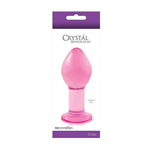 Большая розовая стеклянная анальная пробка CRYSTAL PLUG - 10 см.