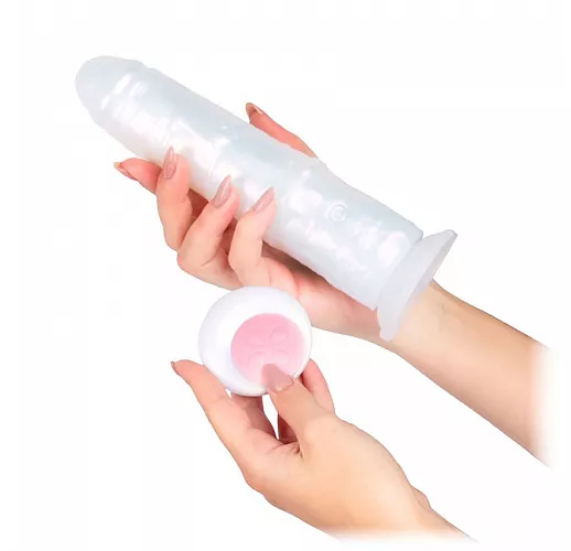 Светящийся вибратор Erowoman "Di-Light" с 10 режимами вибрации, 4 подсветки, пульт ДУ, USB - 20,5 см