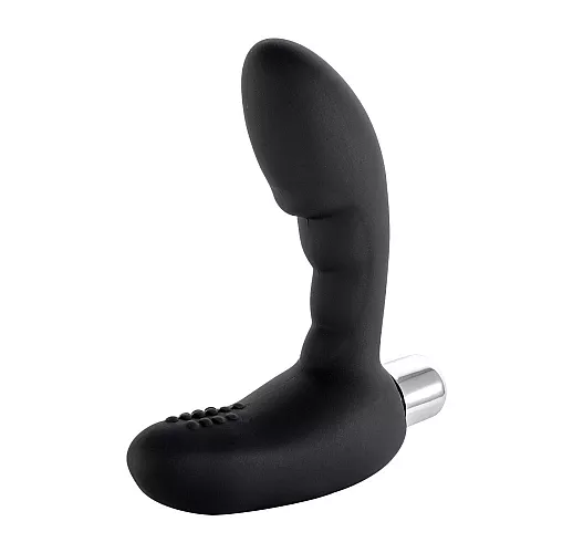 Классический силиконовый массажер простаты Wonder Touch Black с 7 режимами вибрации - 12 см.