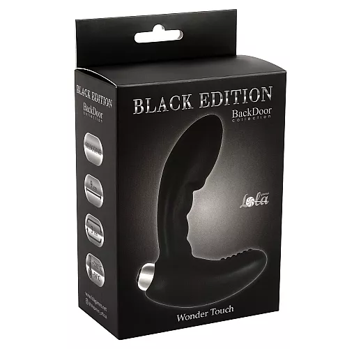 Классический силиконовый массажер простаты Wonder Touch Black с 7 режимами вибрации - 12 см.