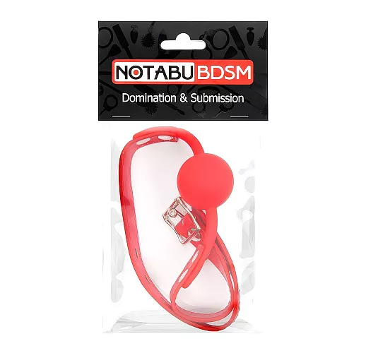 Красный силиконовый кляп-шар Notabu "BDSM Ball R." с металлическими клёпками и на регулируемом ремне Красный силиконовый кляп-шар Notabu "BDSM Ball R." с металлическими клёпками и на регулируемом ремне
