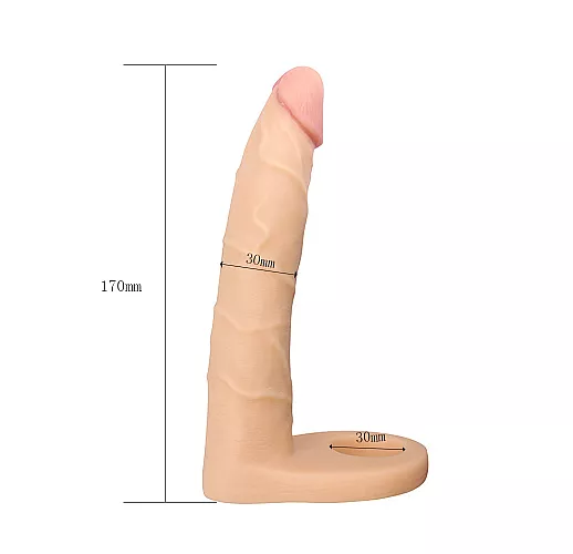 Телесный страпон-фаллоимитатор Ultra Soft Double "7 Long" для двойного проникновения - 17 см.