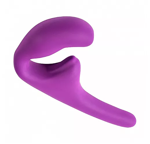Фиолетовый силиконовый безремневой страпон Seduction Violet с клиторальным отростком - 20,5 см.