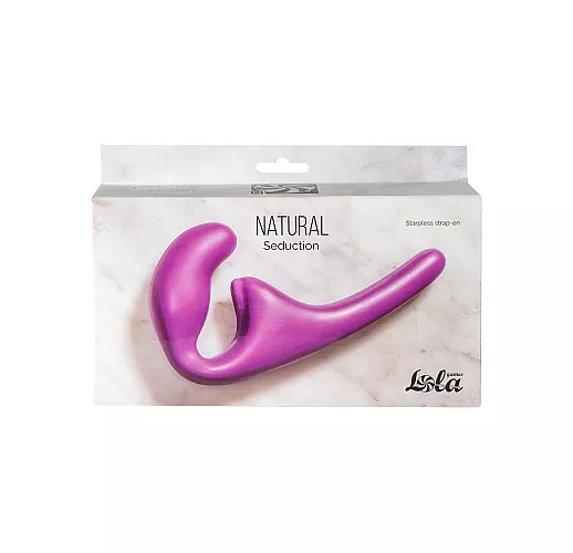 Фиолетовый силиконовый безремневой страпон Seduction Violet с клиторальным отростком - 20,5 см.